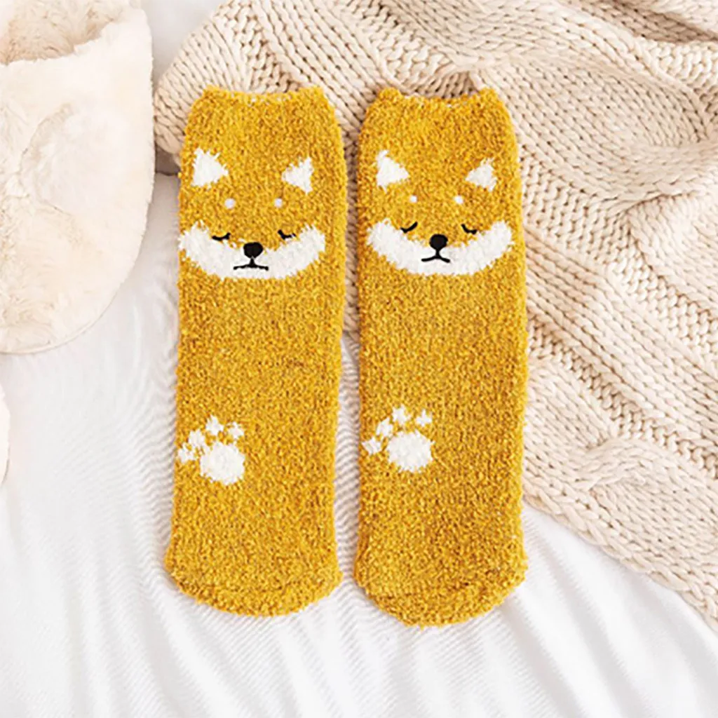 5 пар забавных носков для женщин и девочек мягкие носки тапочки сна с вышитыми
