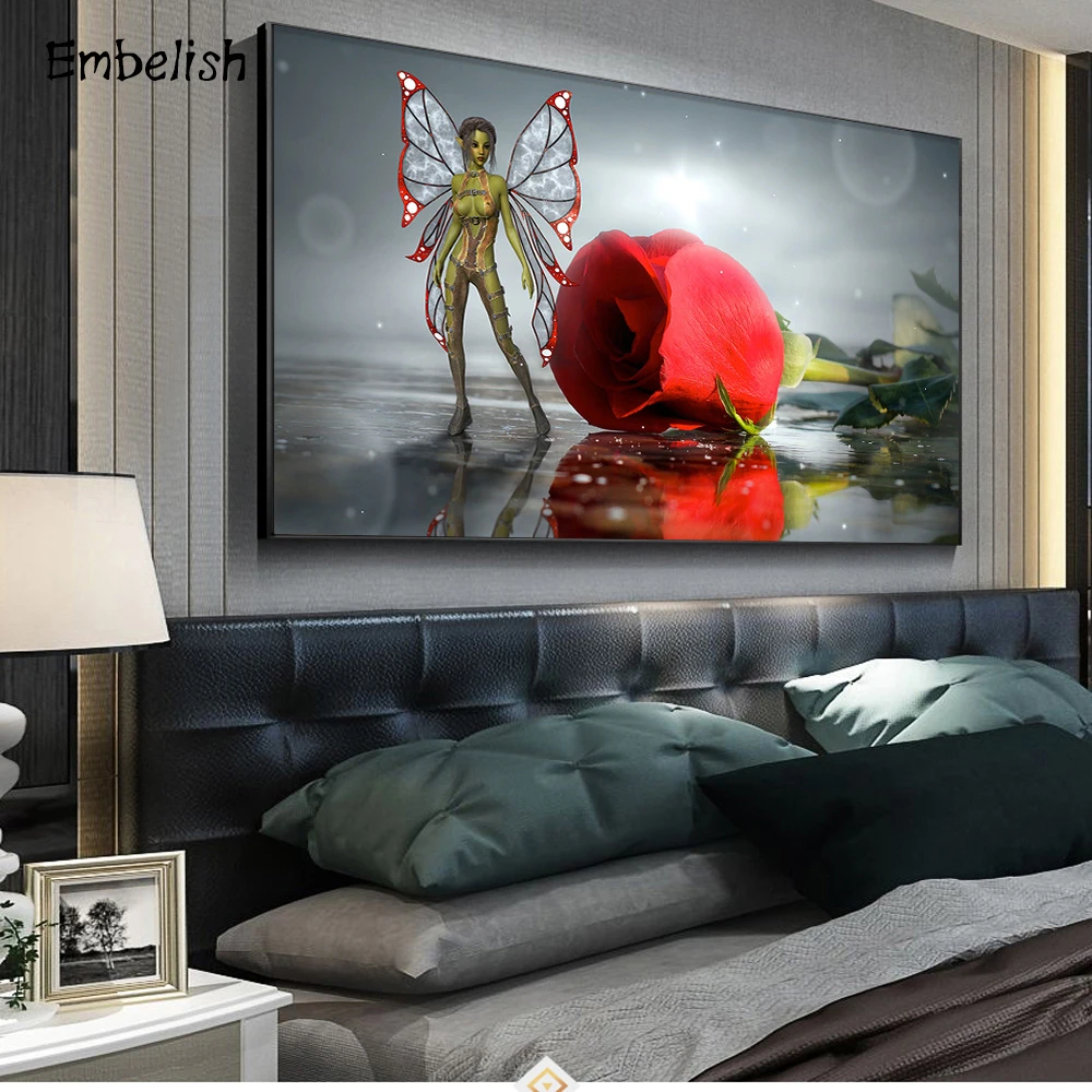 

Embelish 1 Pieces Red Rose Flower Modern Home Decor Pictures For Living Room HD Print On Canvas Painting Wall Art Poster Artwork