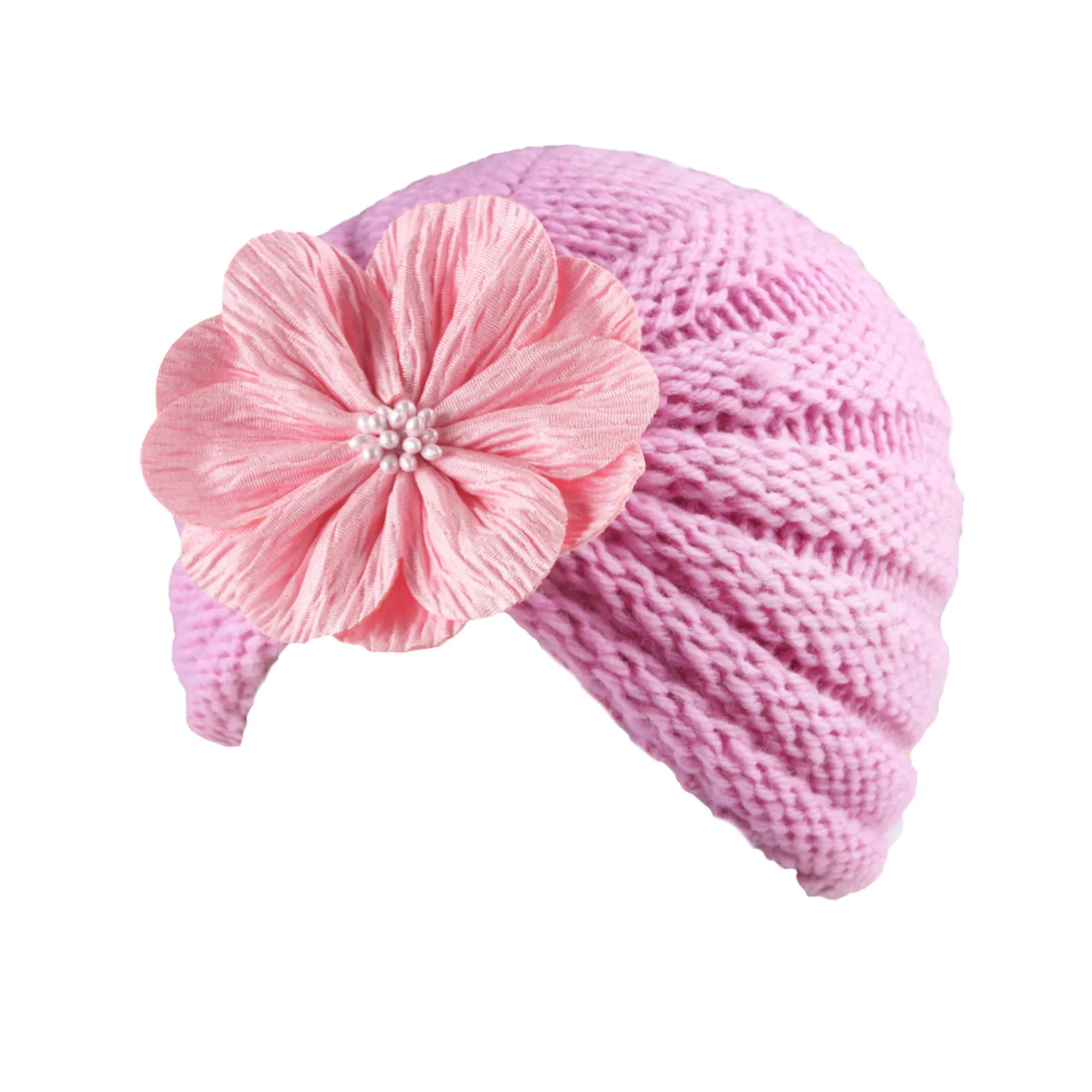 

Children's Woolen Warm Hat Autumn And Winter Match Flower Knitted Hat For Kids Solid Color Beanie Ruffles Bonnet