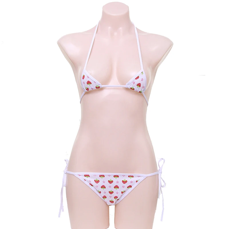Strawberry Каваи черный белый корова печати Мини спинки Один Кусок Бикини комбинезон Эротические Сексуальные Костюмы Боди для женщин Сексуальное белье - Цвет: Strawberry