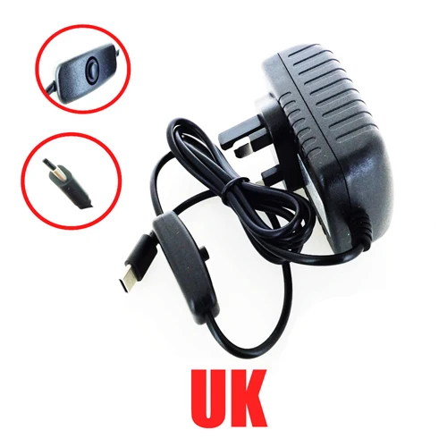 UK 5 в 3A USB C адаптер питания вкл/выкл. Переключатель питания usb type C Европа США Великобритания Австралия вилка зарядное устройство для Raspberry Pi 4 Модель B - Цвет: UK