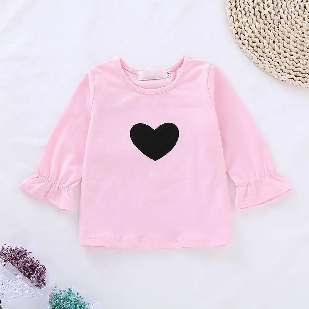 Осенний наряд для маленьких девочек детская футболка с длинным рукавом и принтом