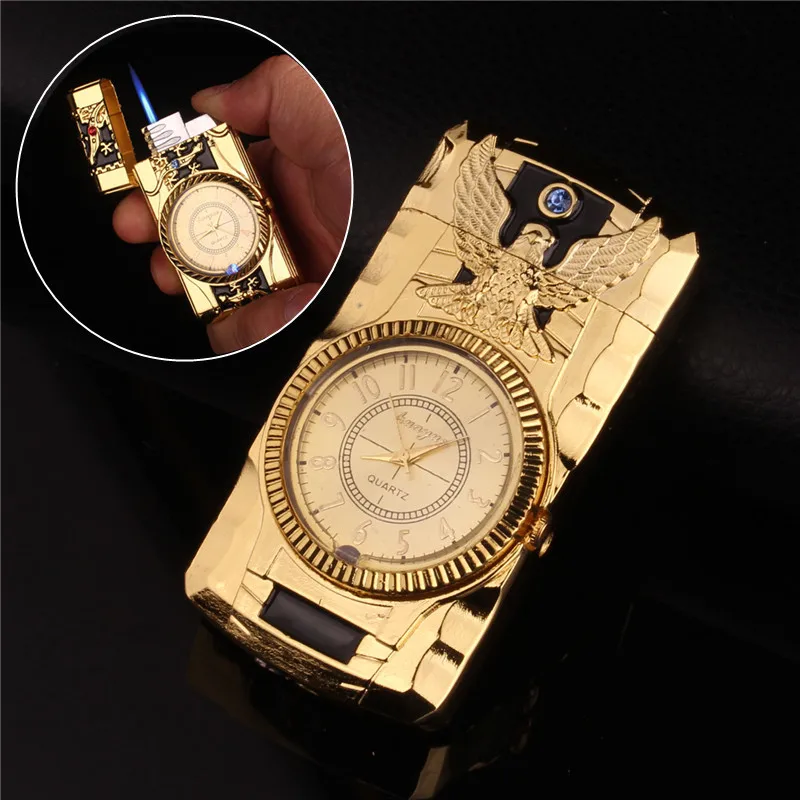 

Multifunction Watch Metal Turbo Lighter Gas Lighter Flame Cigarette Lighters Cigar Smoking Accessories Gadgets for Men