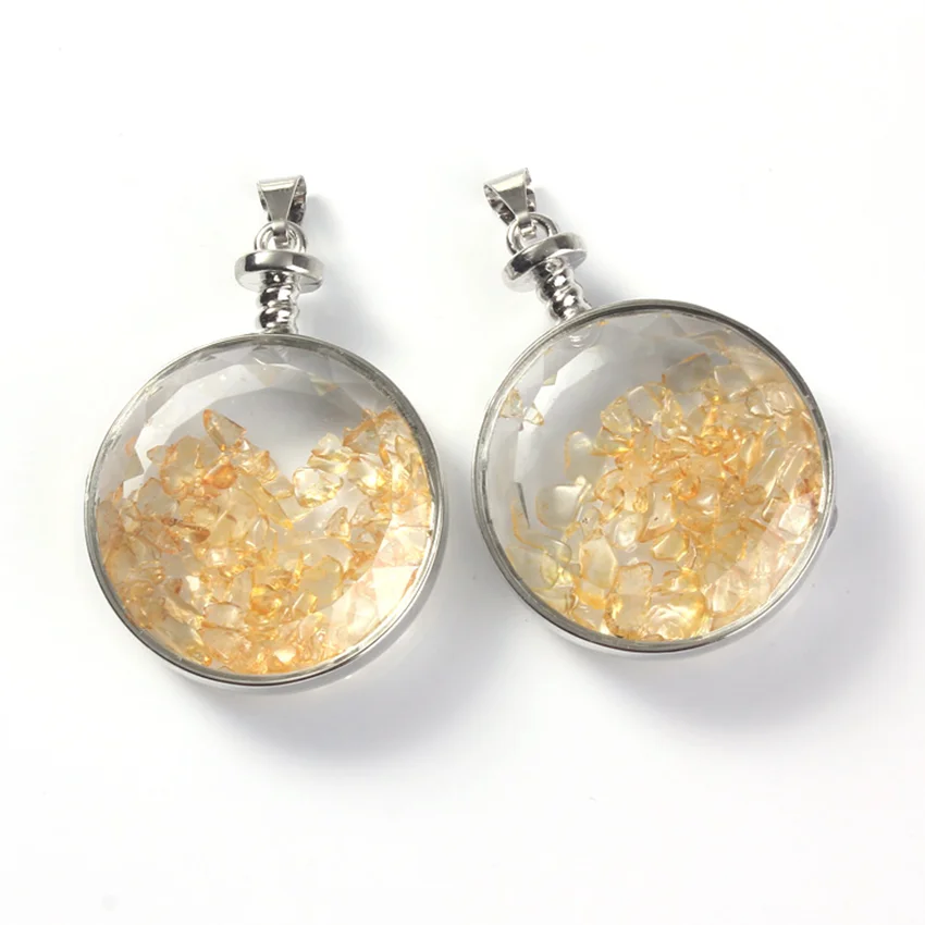 Модные бусины популярные натуральные желтые лимонные кристаллы Круглые