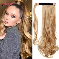 xnaira synthetic long wave wrap around ponytail clip in hair extension pony tail naturasl false fake hair heat resistant fiber