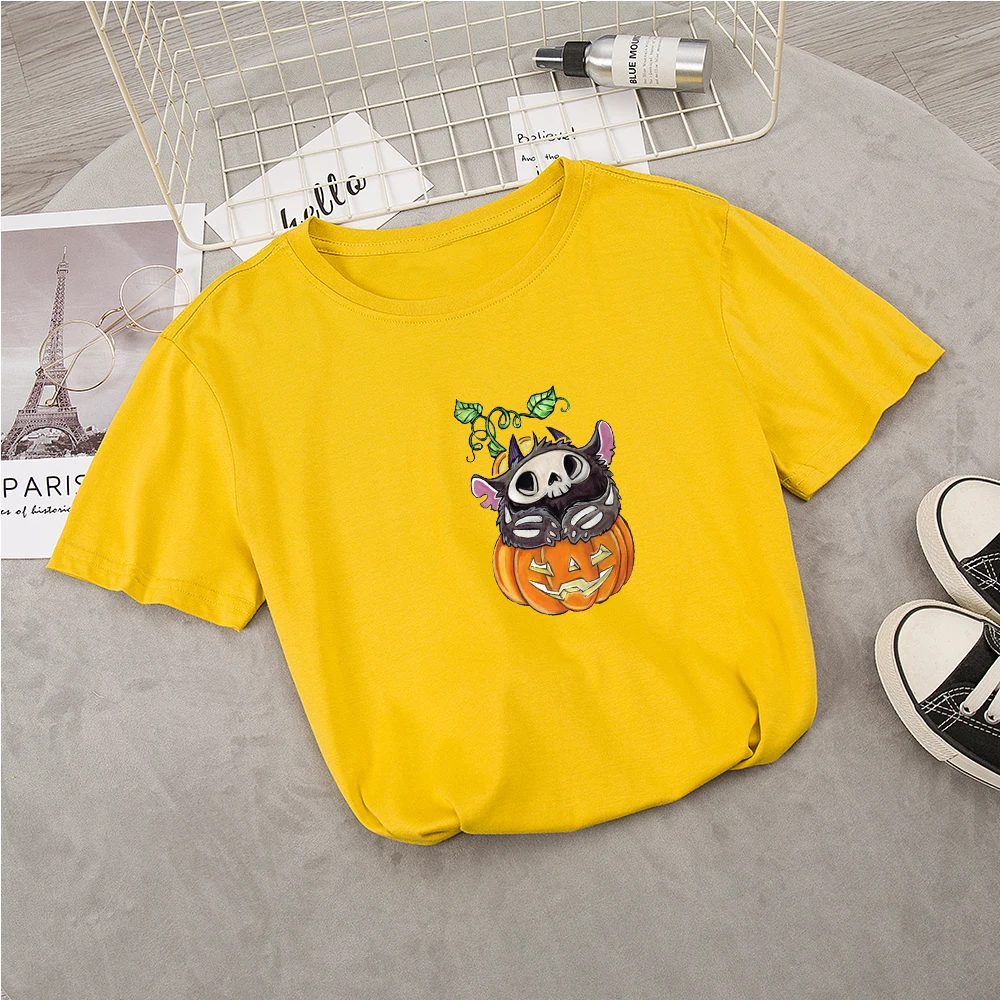 Женская футболка с принтом черепа тыквы голова эстетическое искусство летняя