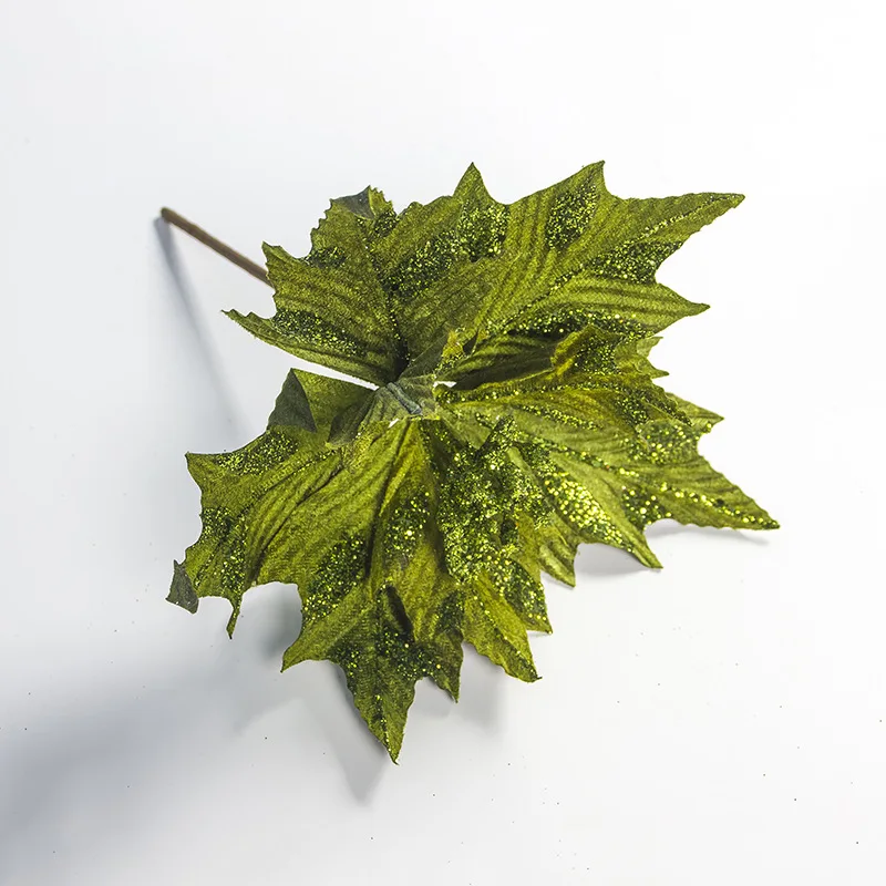 Искусственные с блестками кленовые листья Рождество Поддельные цветы
