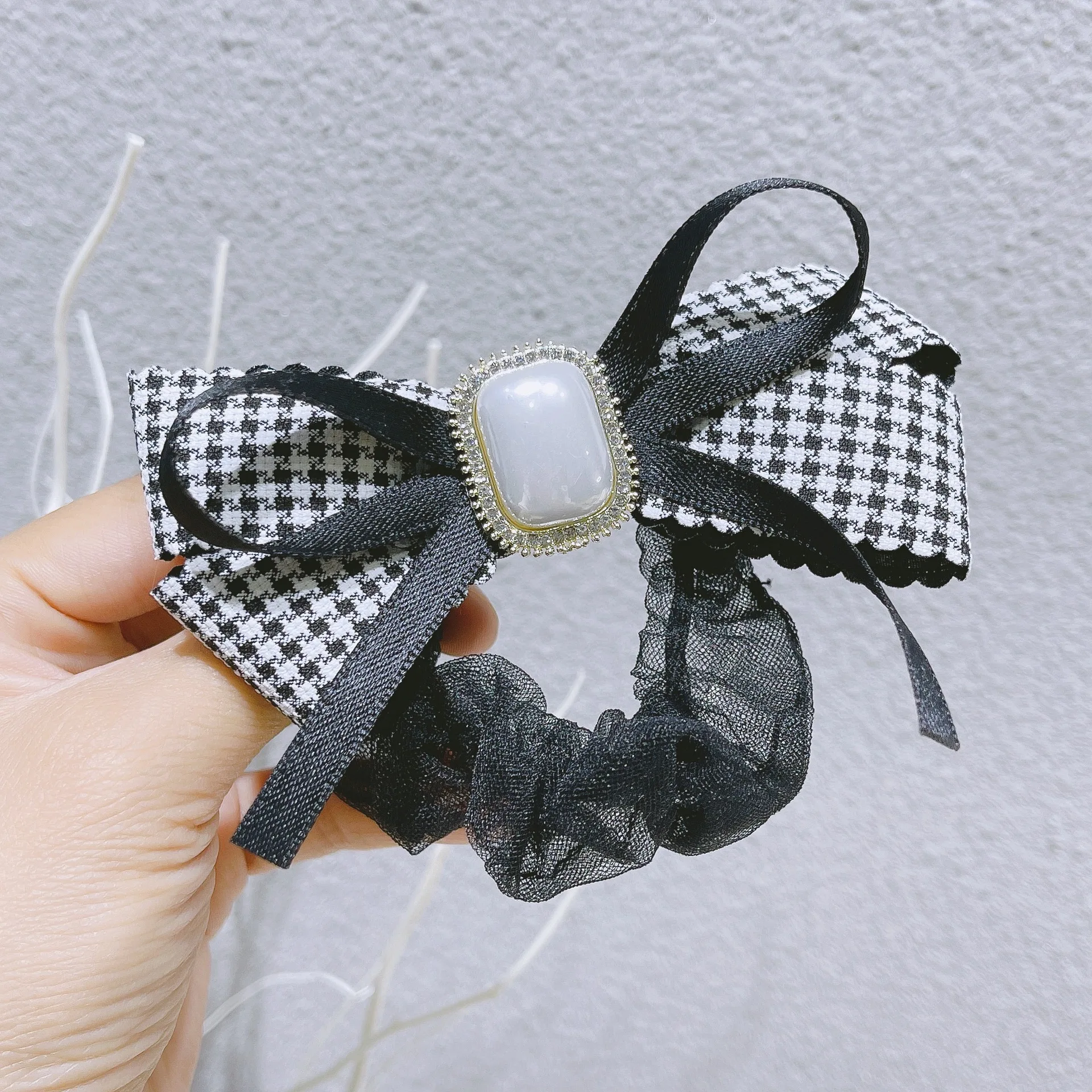 

Elegant Plaid Bow Elastic Hair Bands Fabric Scrunchies Rhinestone Girls Jewelry Headbands for Women Headpiece Woman Accesories