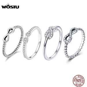 WOSTU 2019 новый 100% Серебро 925 пробы Бесконечность навсегда люовное кольцо на палец для Для женщин девочек S925 серебро ювелирный свадебный подарок CQR332