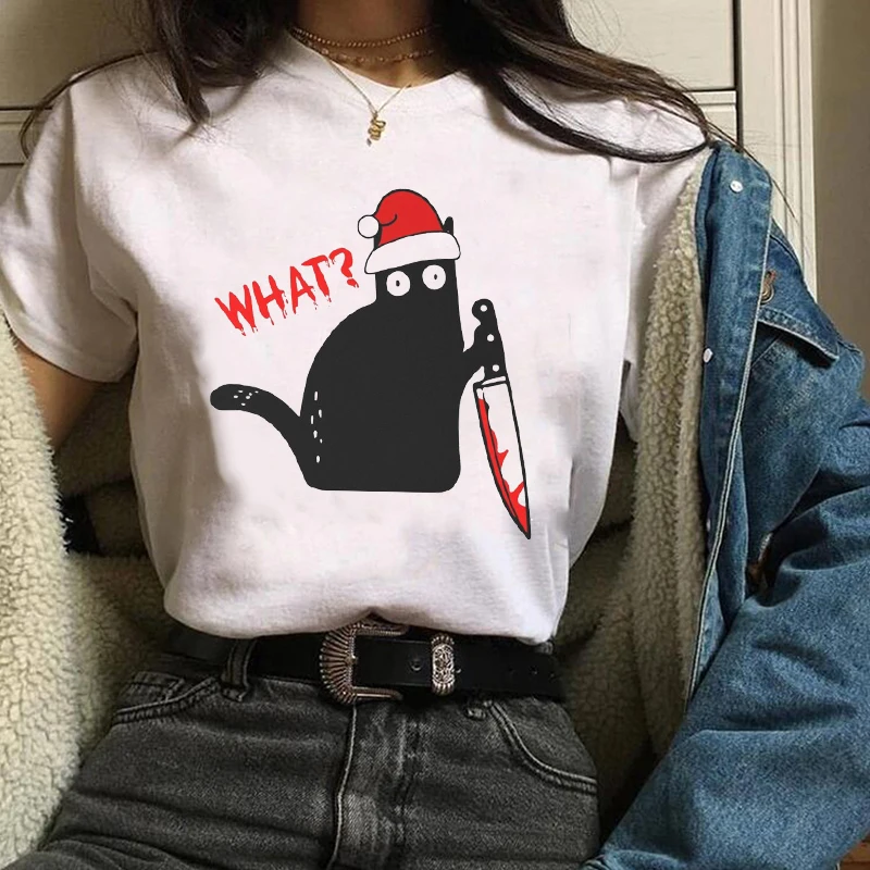 

Women Clothes Lady Graphic Cat Trend 90s Kawaii Cartoon Casual Summer Fall Halloween Tees Tops Female T Shirt Womens T-Shirt