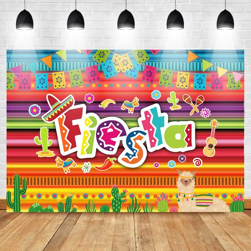 

Красочный фон Nitree в мексиканском стиле для фотосъемки с изображением альпаки и кактуса