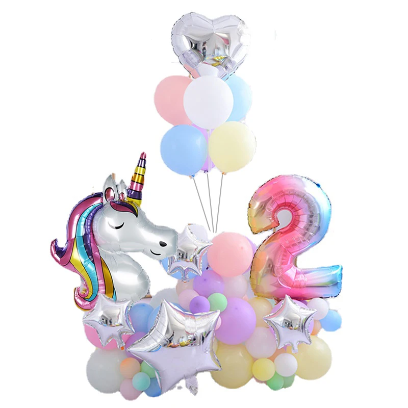 Радужные воздушные шары в виде единорога для девочек украшение дня рождения 1 2 3 5