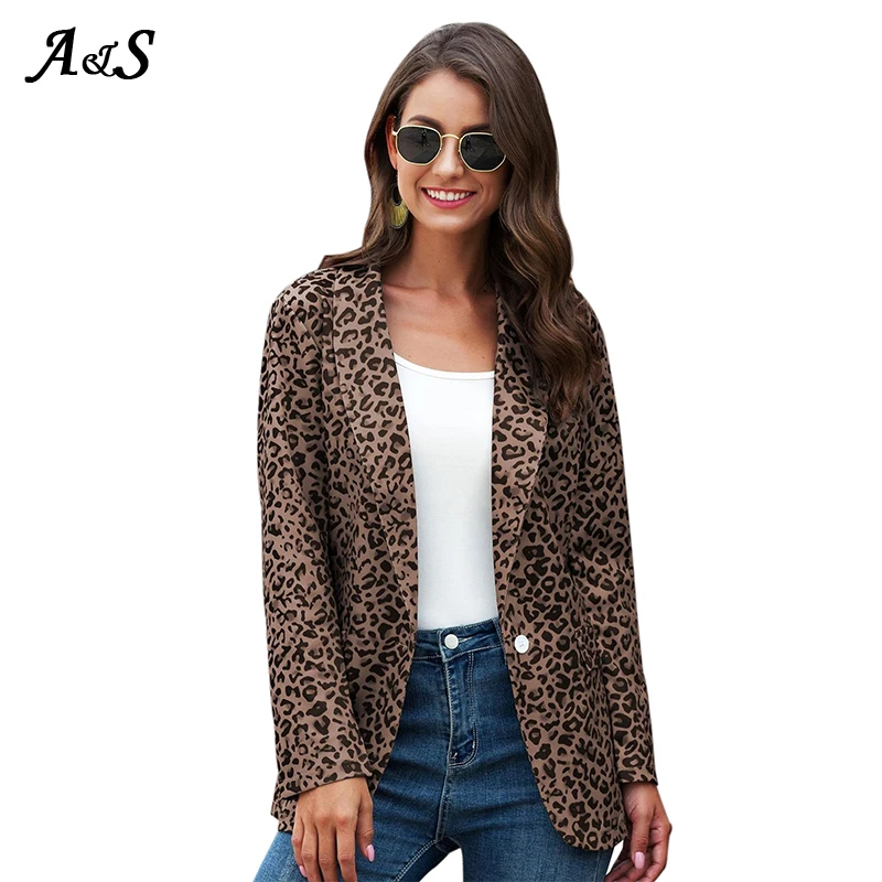 

Женский блейзер Anbenser, с леопардовым принтом, для работы и офиса, приталенный, с одной пуговицей