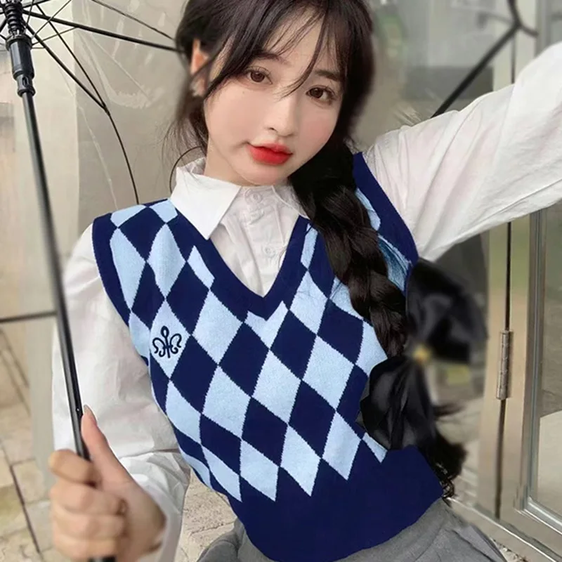 Осенний свитер жилет для женщин пуловер-жилет с V-образным вырезом вязаный в