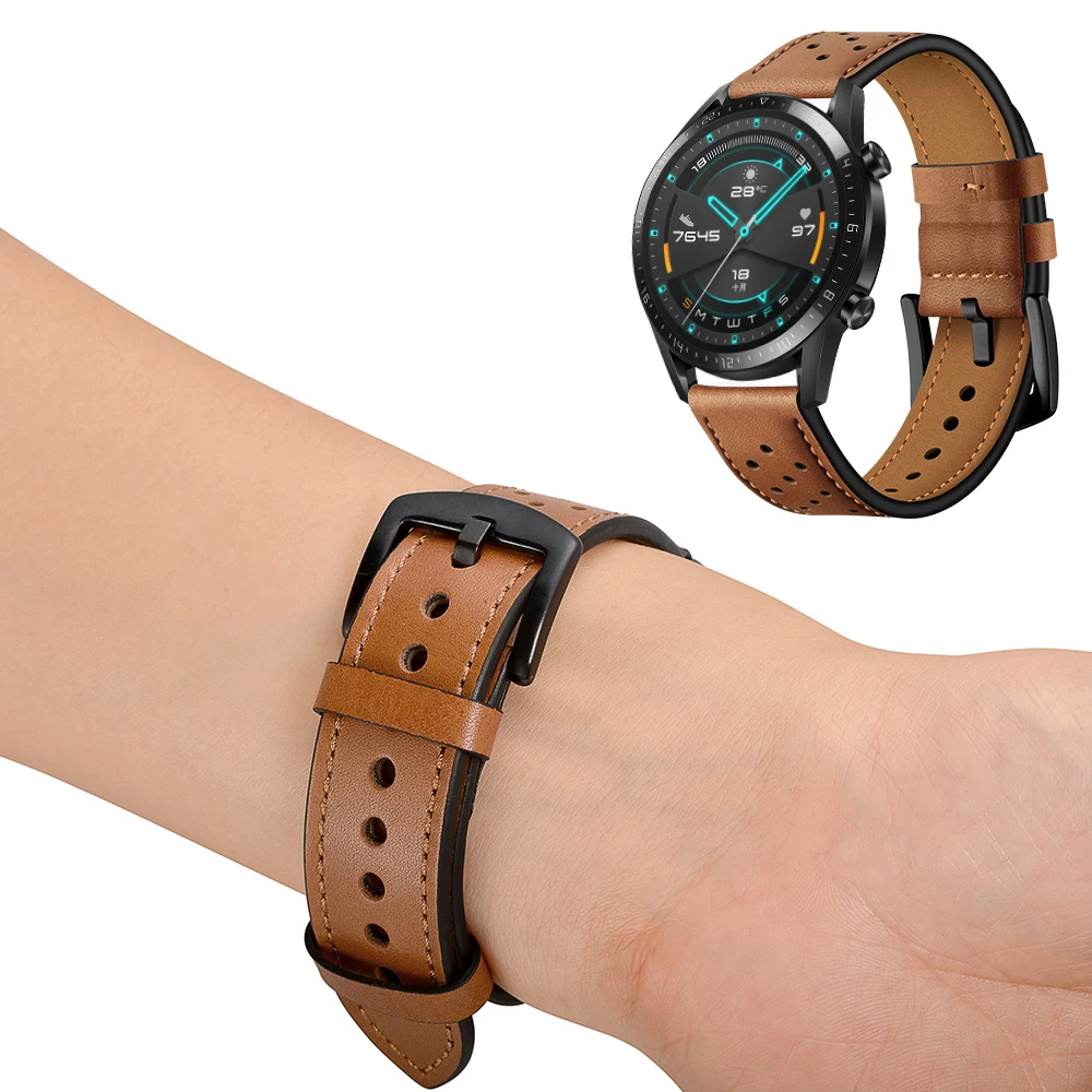 Ремешок кожаный Correa для HUAWEI WATCH GT 2 46 мм 42 сменный Браслет HONOR Magic / MagicWatch