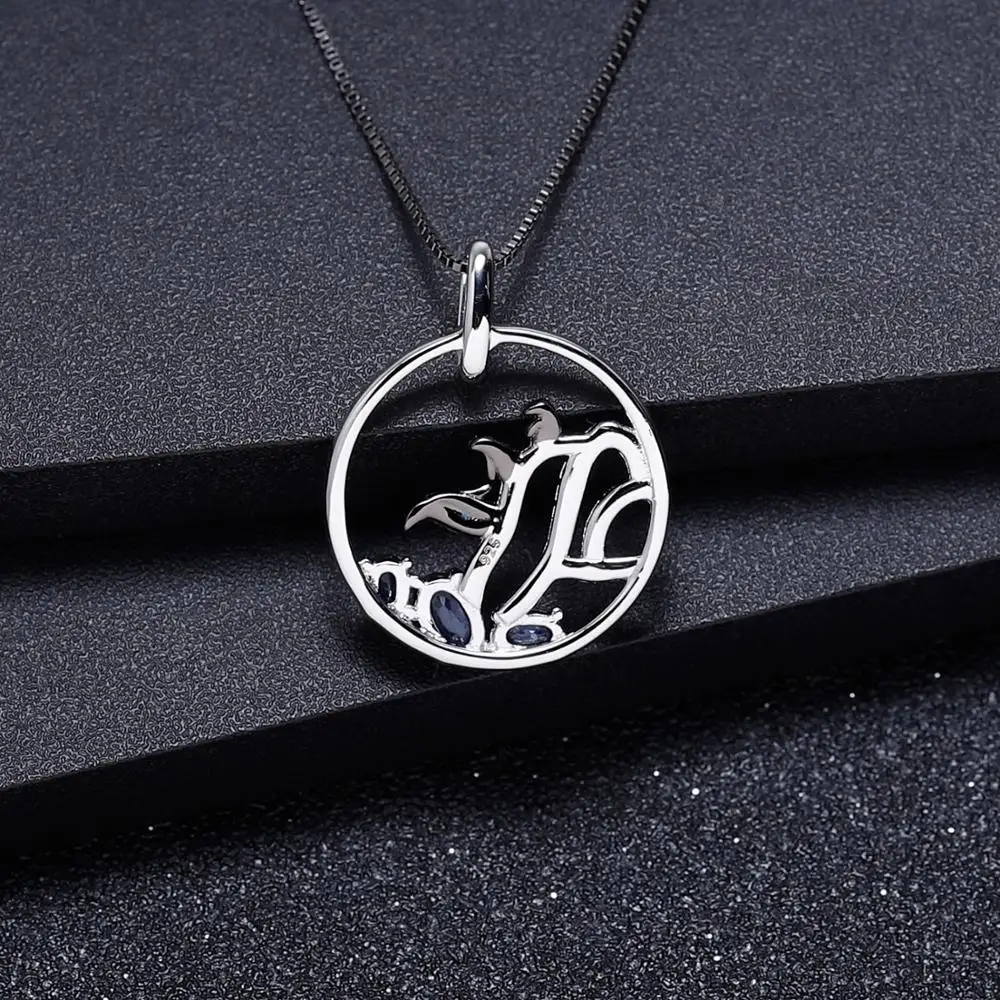 Женский кулон с голубым сапфиром из серебра 925 пробы | Украшения и аксессуары