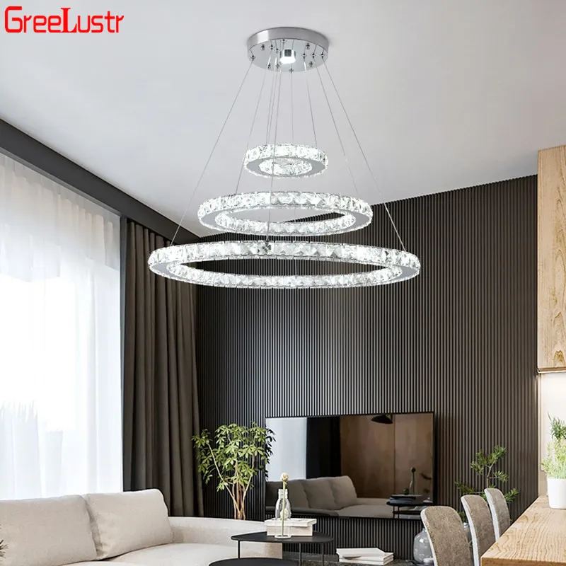 

Modern Round Crystal LED Ceiling Lights Fixture crystal Home Lustre Ceiling Lamp Rings Plafon Living Room Kitchen Luminarias