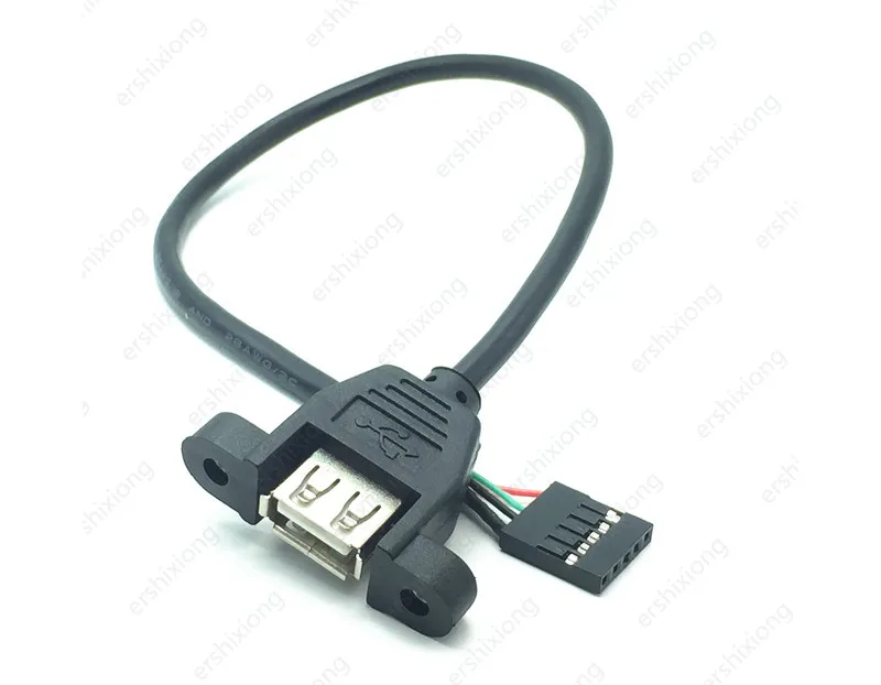 

30CM 5Pin 2.54mm Motherboard Female Header to USB Type A Female Adapter Dupont Extender Cable with Screw Panel Mount Holes