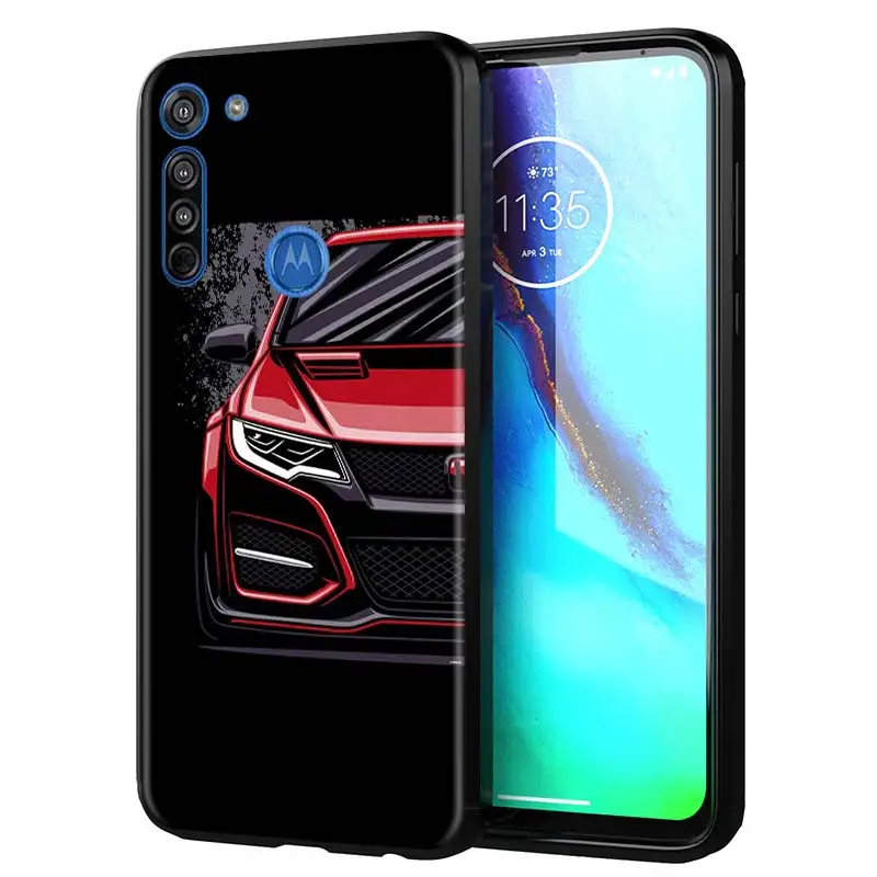 

Phone Case for Motorola Moto G8 G9 Edge Plus G Power Play E6s E Plus One Black Soft Shell Tokyo Racing car Cover