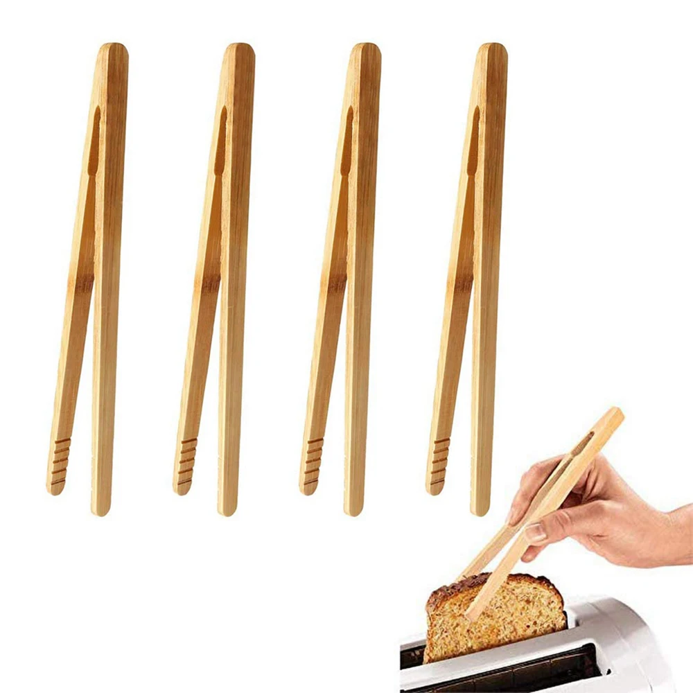 

8pcs 18CM Bamboo Tea Clips Wood Toast Tong Wooden Toaster Bagel Bacon Squeezer Sugar Ice Tea Tongs Teaware Accessories