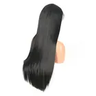 26 дюймов, 180% плотность, черный, длинный, шелковистый, прямой, натуральный волос, кружевной передний парик с детскими волосами для черных женщин