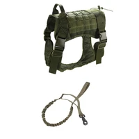 dewo tactical dog harness vest military working training molle vest metal buckles loop panels and bungee leash fit all kinds dog