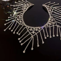luxury full rhinestone tassel hair pins headband for women water drop crystal hair accessories vintage wedding bride jewelry
