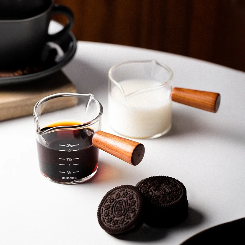 Thickened Glass with Wooden Handle Espresso Cup Mini Milk Cup Espresso Cup