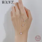 Цепочка Женская WANTME, из серебра 925 пробы, с круглым кулоном из циркония
