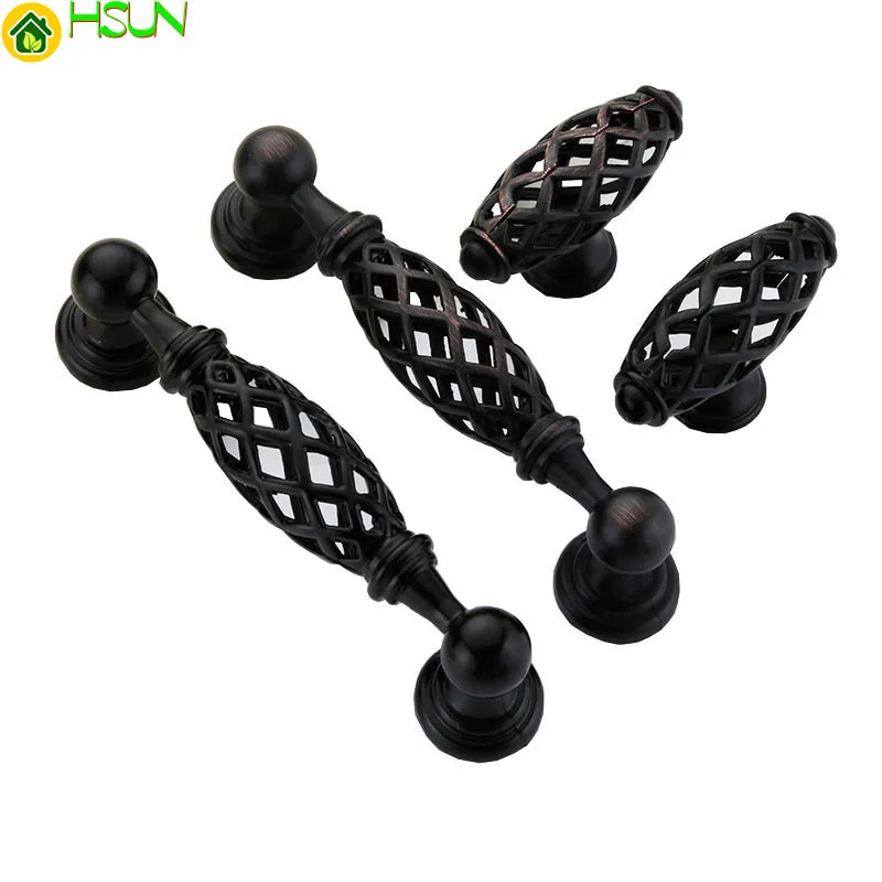 Черные ручки для шкафа из цинкового сплава мебельные птичьей клетки ящика