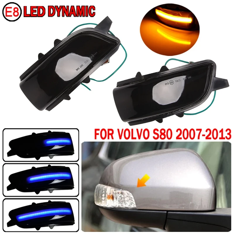 

NewCar Side Mirror Indicator Dynamic LED Turn Signal Light for Volvo C30 C70 S40 S60 V40 V50 V70 2008-2010, Blue&Amber