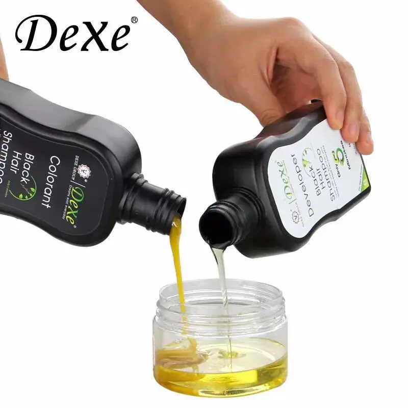 Dexe Black Hair color Shampoo 10 Mins Dye Into Herb Natural Faster Restore Colorant and Treatment | Красота и здоровье