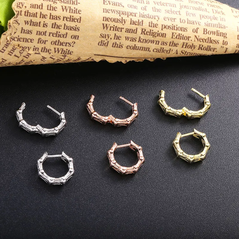 

Moonmory 925 Sterling Silver Bone Polygon Piercing Hoop Earrings For Women Crystal Bamboo Earring 2020 Jewelry Christmas Gifts