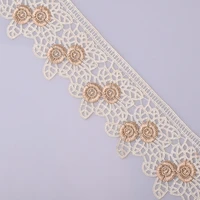 14 yard 7 cm delicate soft beige with gold flower lace trims ribbon for garment home textiles trimming diy crafts lace fabric