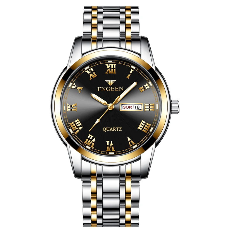 New Men Quartz Digital Watch Waterproof Electron Clock Coated Glass Window Stainless Steel Strap Sport Wrist Watches for Man
