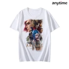 Высококачественная футболка 2022 с изображением знаменитого мультфильма для женщин и мужчин, уличная одежда с арканской Лигой легенд, удобная футболка большого размера, белые топы