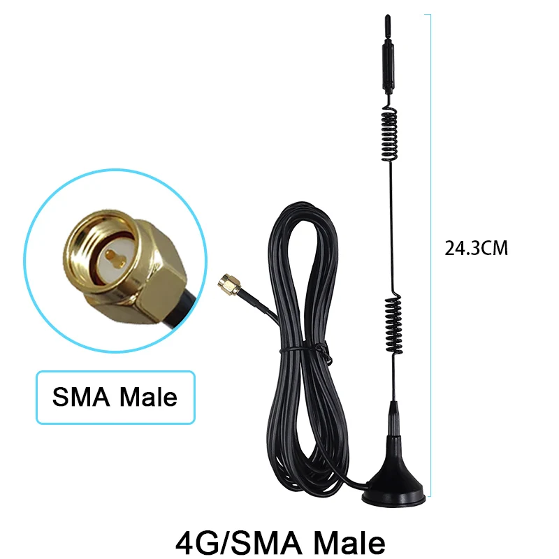 Grandwisdom 5pcs 3G 4G LTE Antenna 15dbi SMA Male Connector Aerial 698-960/1700-2700Mhz IOT magnetic base 3M Clear Sucker Antena