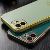 luxury soft silicone plating square frame case for iphone 12 11 pro max mini iphone x xs xr 7 8 plus phone cover coque