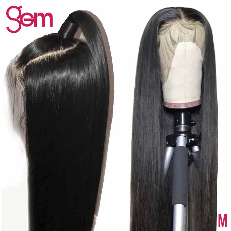 Бразильский прямые Синтетические волосы на кружеве человеческих волос парики 13x4