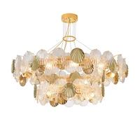 2 layer sea shell gold silver hanging lamps dimmable led chandelier lighting lustre suspension luminaire lampen for foyer