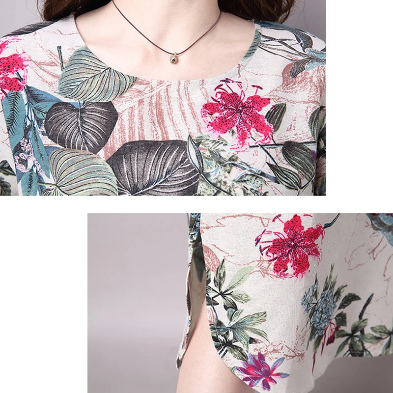 

2021 New Cotton And Linen Dresses Casual Loose Print Women Dresses Breathable Soft Female Long Dresses LJ2243