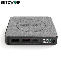 blitzwolf official bw p13 led display 10000mah power bank qc3 0 pd3 0 18w15w wireless charger fabric surface multilayered