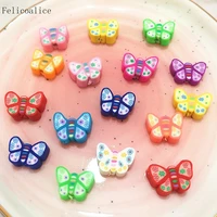 100pcs 10mm round shape clay beads with holes printed cartoon face for diy handmade gift home decor 10 colors