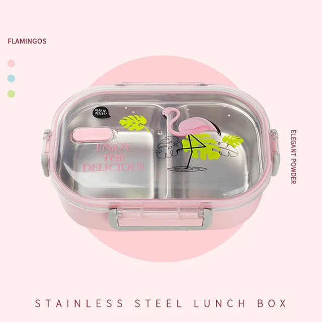 Pink lunch box ONEUP Портативный японский 304 Ланч-бокс из нержавеющей стали с отделениями, столовая посуда, Bento box, Ланч-бокс для детей, подходит для Microwavable - Цвет: Pink lunch box