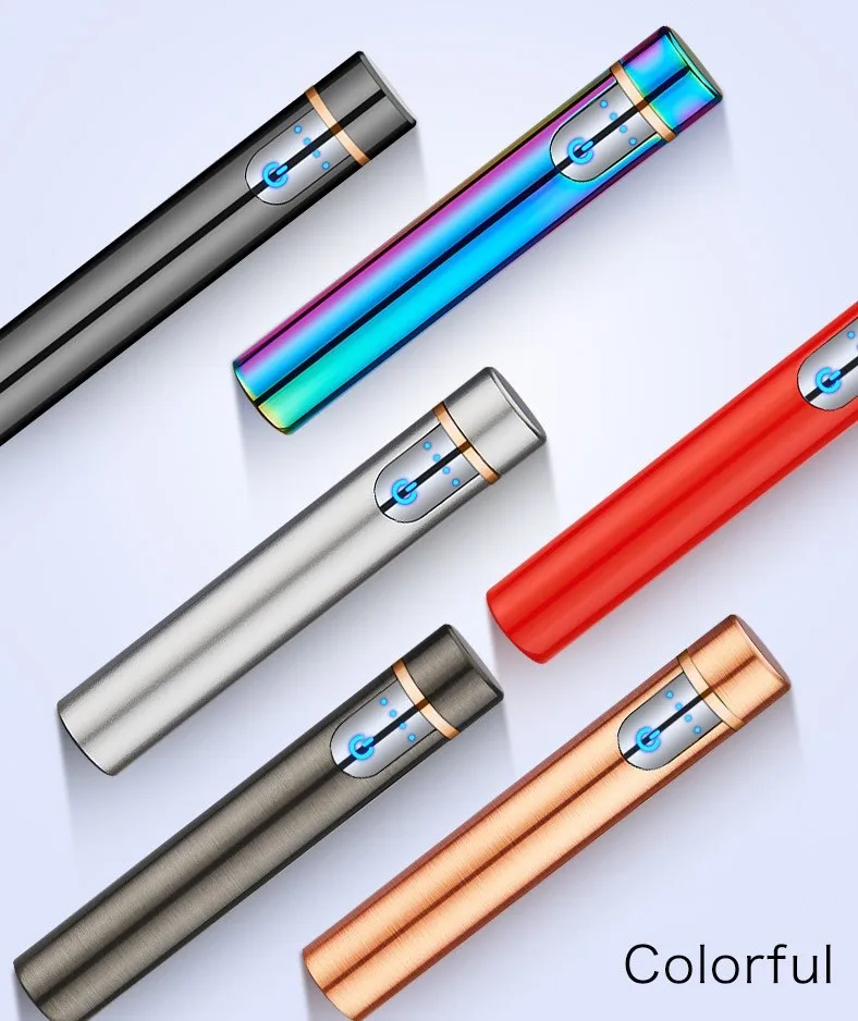 

New USB Charging Electronic lighter windproof creative Touch senstive electric tungsten lighters Gift Filter cigarette holder