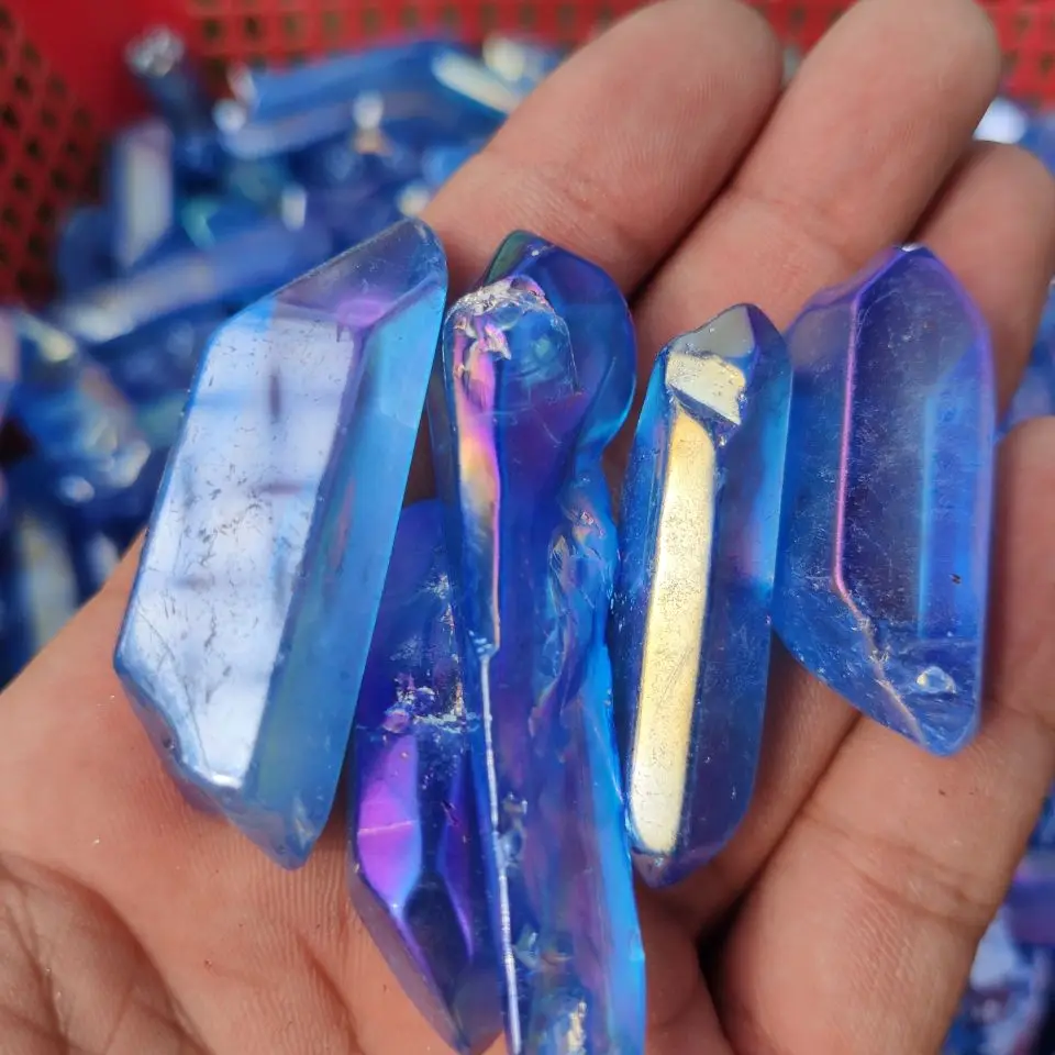 Редкий Титан Aqua Blue Aura кварцевый кристалл кластер исцеляющий Образец