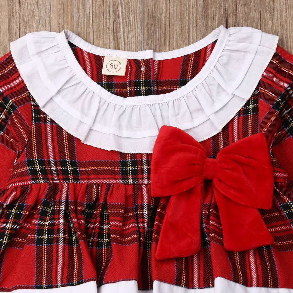 Emmababy Newborn Baby Girls Christmas Plaid Long Sleeve Bodysuit Jumpsuit Xmas Outfits