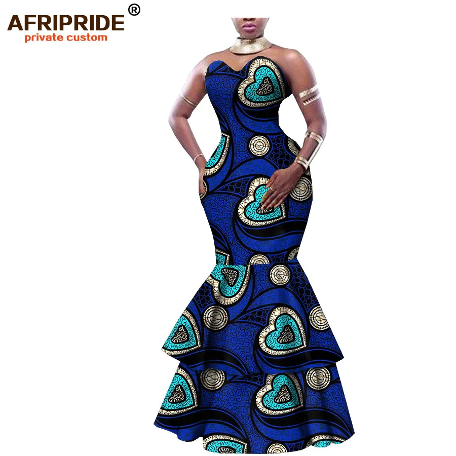 Длинное платье с принтом в африканском стиле для женщин хлопковое формальное без