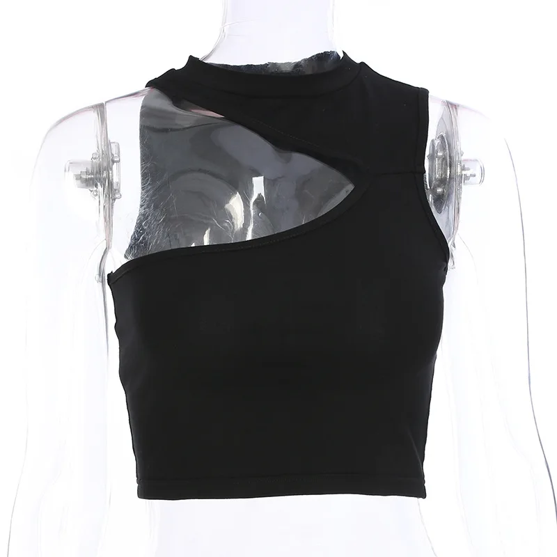 

Oluolin Women Sexy Crop Top Vest Tank Pure Color Casual Short Slim Sleeveless White Y2K E-girl Tops Streetwear Summer Tanks Top