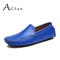 agsan genuine leather men loafers moccasins blue mens driving shoes big size 38 47 italian loafers shoes handmade casual shoes